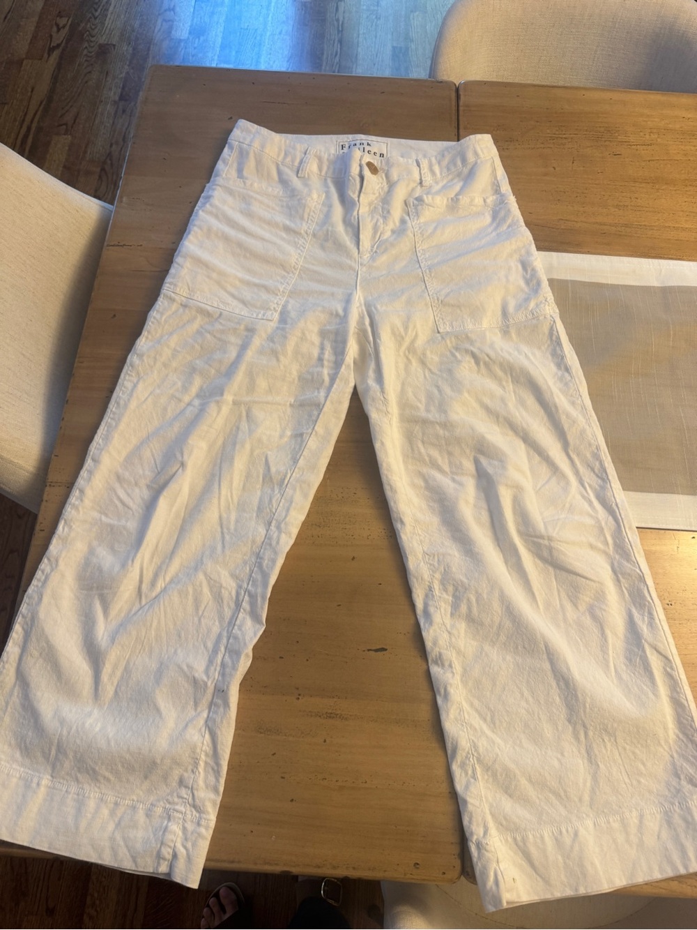 Frank & Eileen White Wide-Leg Cotton pants